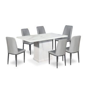 AZEZ II Marble Rectangle Dining Set