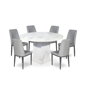 AZEZ II Marble Round Dining Set