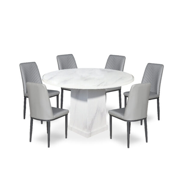 AZEZ II Marble Round Dining Set